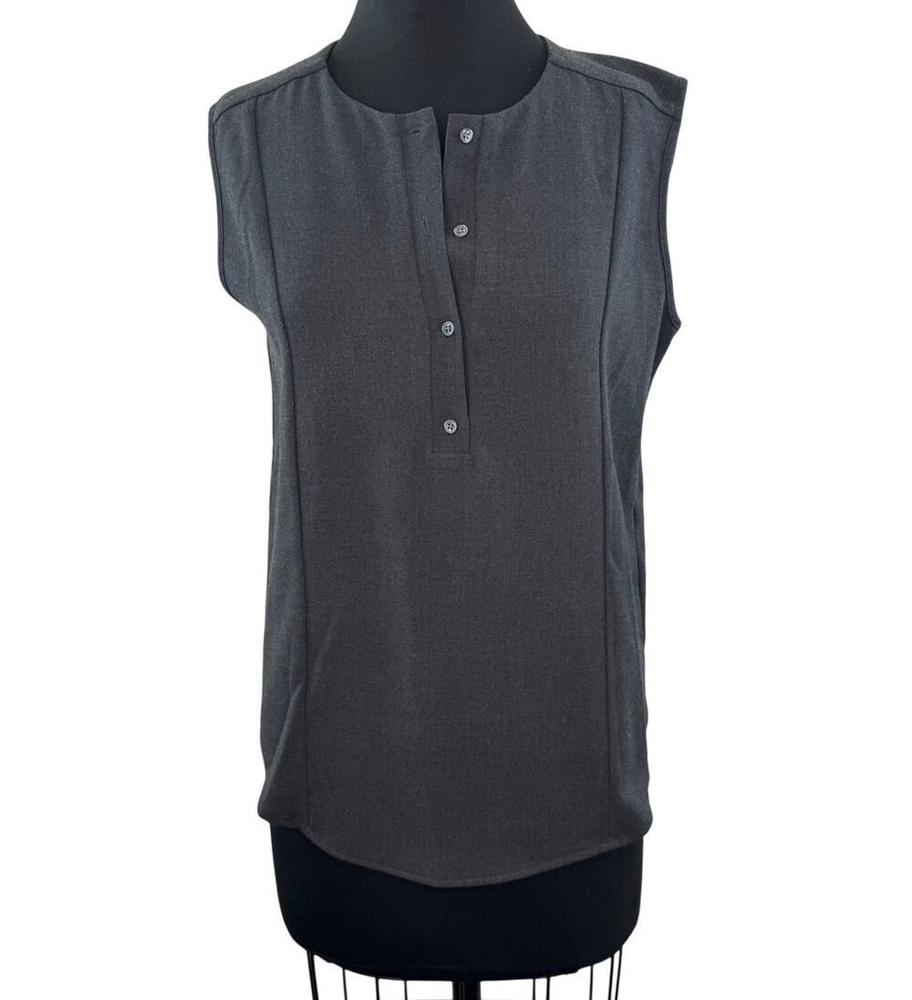 JAMES PERSE Dark Gray Shell Shirt Stretch Henley Neck Sleeveless Casual Size 2